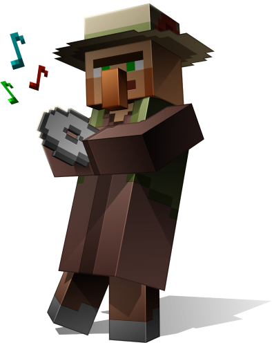 Villager listening to music on a record